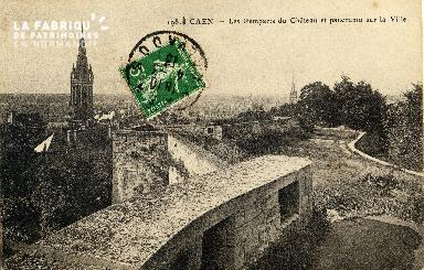 Caen, les remparts du château et panorama de la ville