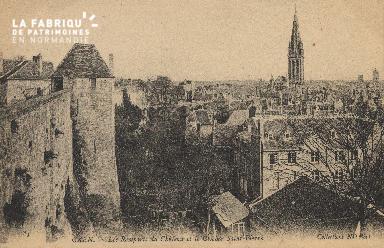 cl 01 075 Caen- les rampards du château et le clocher St-Pierre