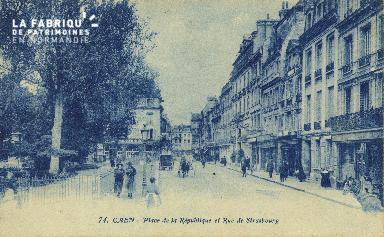 Cl 05 131 Caen- Place de la république et rue de Strasbourg