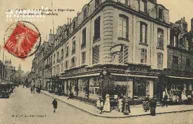 Cl 05 144 Caen- La place de la république et la Rue de Strabourg