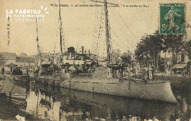 Cl 07 136 Caen - le Contre-Torpilleurs La Lance, à sa sortie du Port