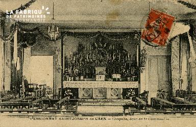 Cl 08 403 Caen Pensionnat St Joseph Chapelle, jour de 1ère Communion