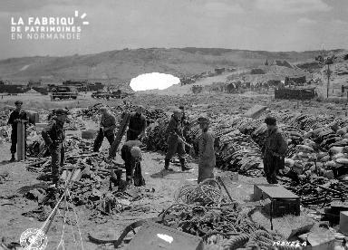 Dans le secteur d'Omaha Beach, logistique après le Débarquement du 6 juin 1944.