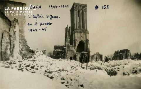 Caen  1944--45 L'Eglise St-Jean en Hiver