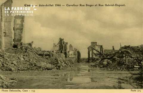 Caen Juin,Juillet 1944-Carrefour rue Singer et rue Gabriel-Dupond