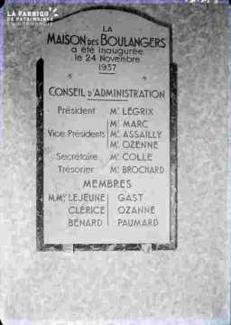 Maison des boulangers-plaque du Conseil d'Administration
