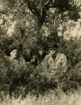 Trois soldats dans les bosquets