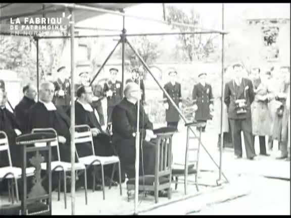 Bénédiction de la première pierre de l'église Saint-Julien de Caen le 8 novembre 1953